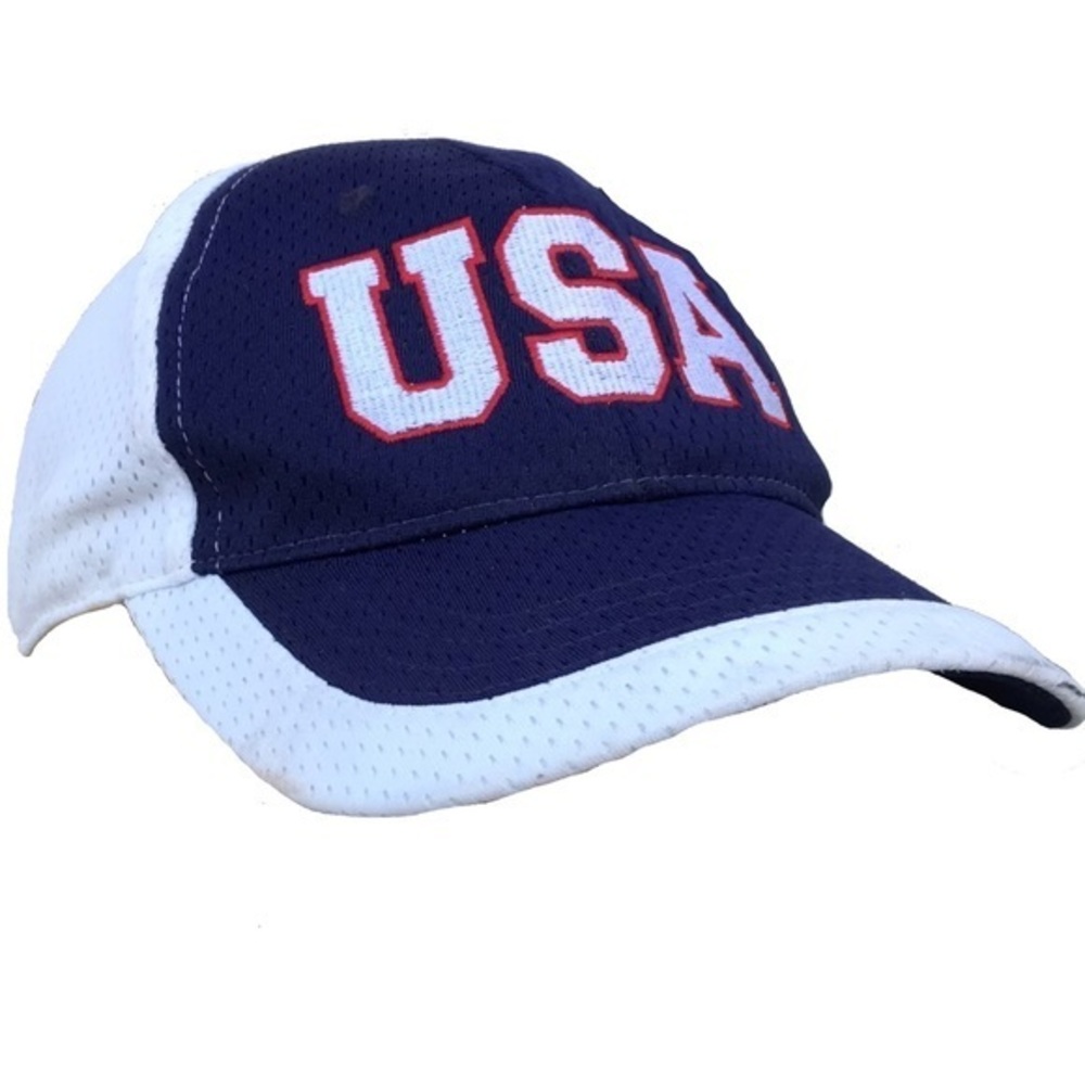 USA Baseball Hat Red White Blue Adjustable GUC